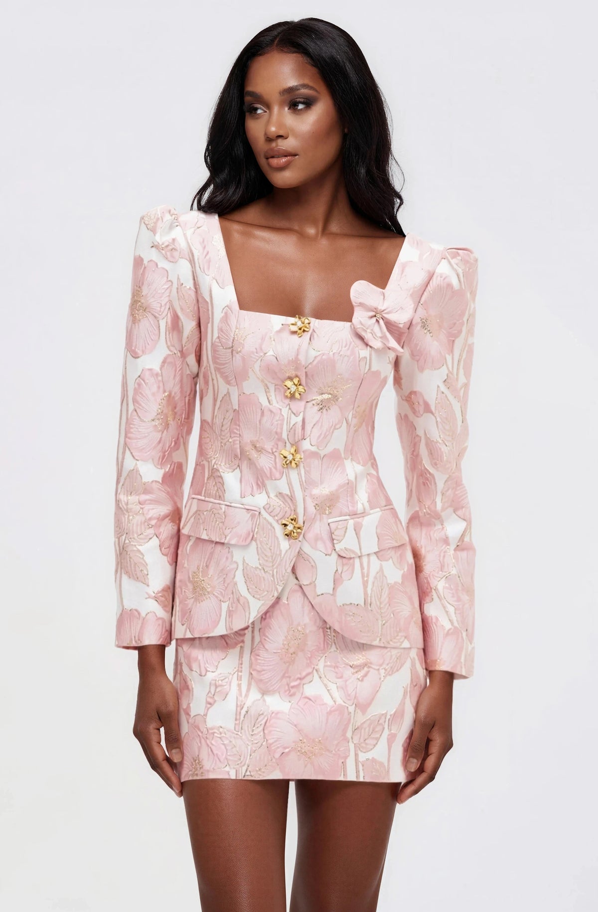 Petal Jacquard Jacket & Skirt Set – Pink (Final Sale) Petal Jacquard Jacket & Skirt Set – Pink (Final Sale)
