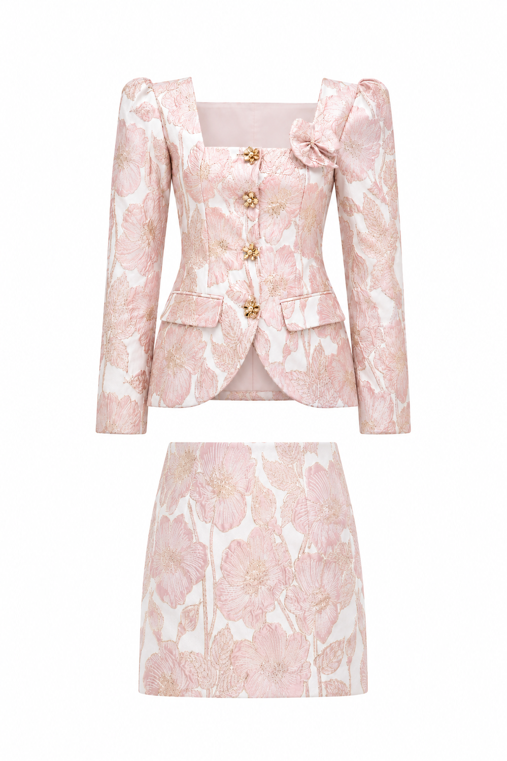 Petal Jacquard Jacket & Skirt Set – Pink (Final Sale) Petal Jacquard Jacket & Skirt Set – Pink (Final Sale)