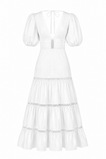 Plunge Sleeve Long Dress – White (Final Sale) Plunge Sleeve Long Dress – White (Final Sale)