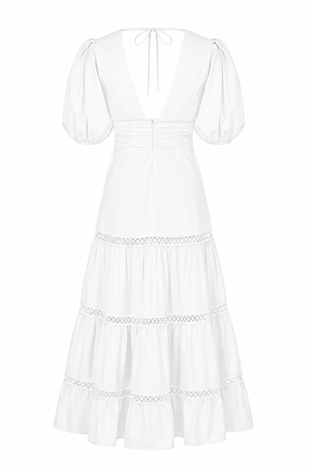 Plunge Sleeve Long Dress – White (Final Sale) Plunge Sleeve Long Dress – White (Final Sale)