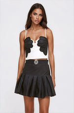 Taffeta Bloom Top & Mini Skirt Set - Off White & Black (Final Sale) Taffeta Bloom Top & Mini Skirt Set - Off White & Black (Final Sale)
