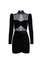 Velvet and Stretch Tulle Mini Dress - Black(Final Sale) Velvet and Stretch Tulle Mini Dress - Black(Final Sale)