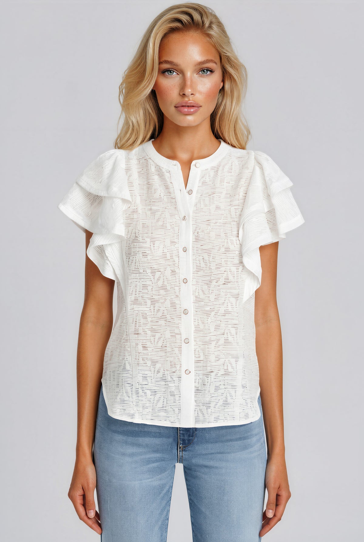 Giavanna Blouse - White Springtime Burnout (Final Sale) Giavanna Blouse - White Springtime Burnout (Final Sale)