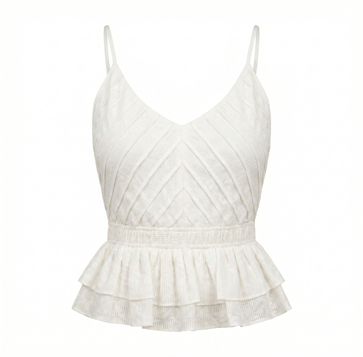 Keleka Peplum Tank Top - White Springtime Burnout (Final Sale) Keleka Peplum Tank Top - White Springtime Burnout (Final Sale)