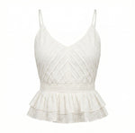 Keleka Peplum Tank Top - White Springtime Burnout (Final Sale) Keleka Peplum Tank Top - White Springtime Burnout (Final Sale)