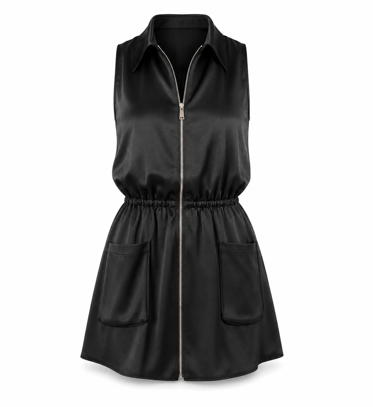 Waverly Sleeveless Satin Dress - Black (Final Sale) Waverly Sleeveless Satin Dress - Black (Final Sale)