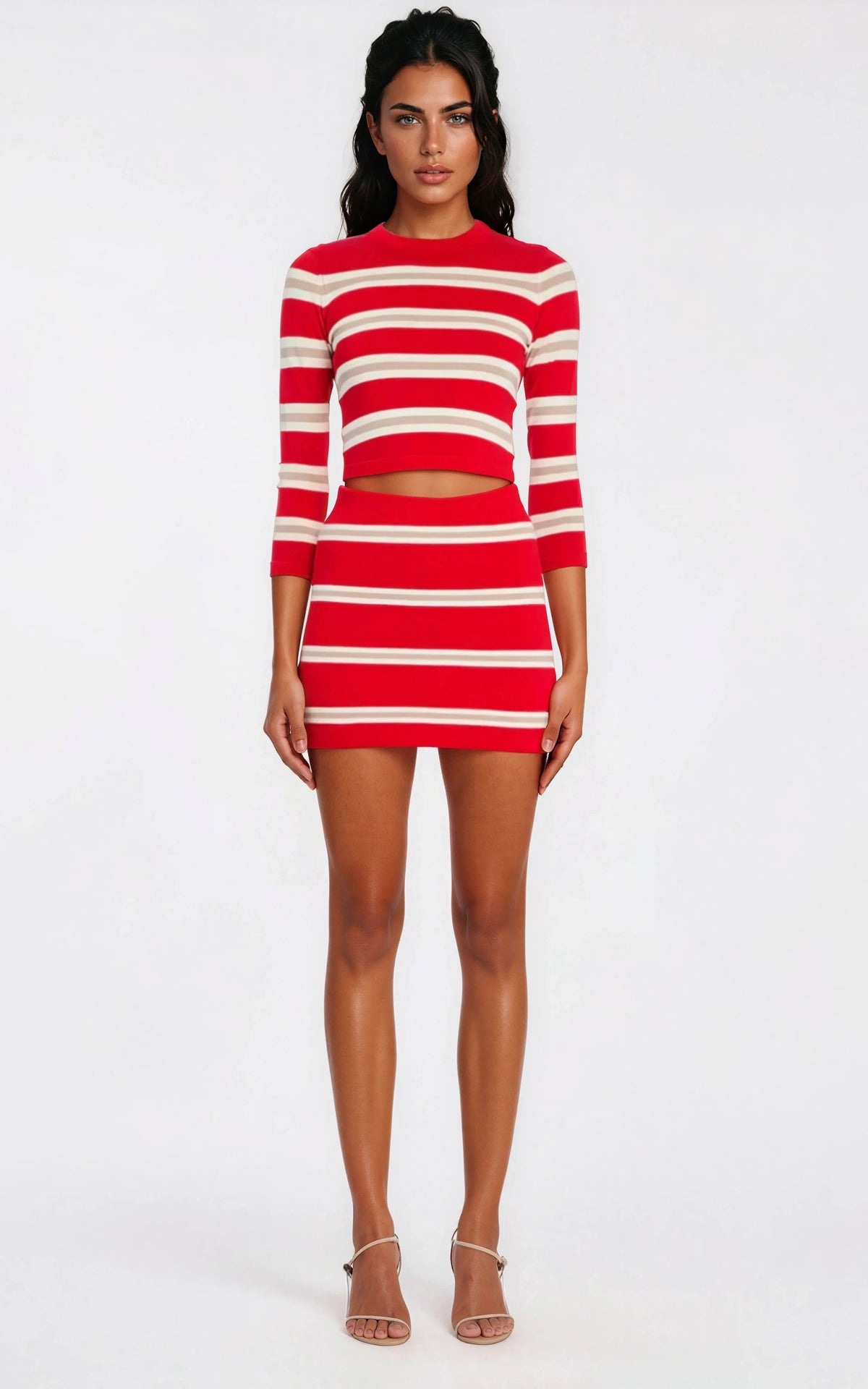 Cruz Top & Kian Knit Matching Set - Cherry/Sand/Eggshell Cruz Top & Kian Knit Matching Set - Cherry/Sand/Eggshell
