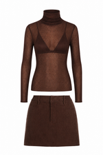 Piper Sweater & Azalea Corduroy Mini Skirt Set - Slate Brown Piper Sweater & Azalea Corduroy Mini Skirt Set - Slate Brown