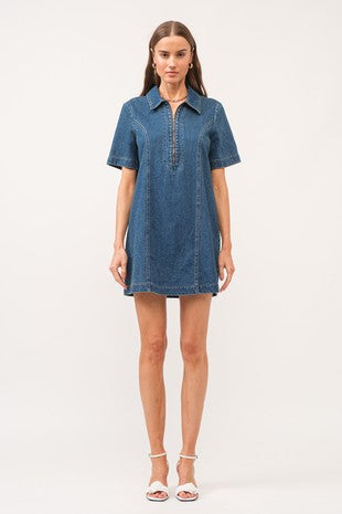 Ashton Shift Dress - Medium Wash Denim (Final Sale) Ashton Shift Dress - Medium Wash Denim (Final Sale)