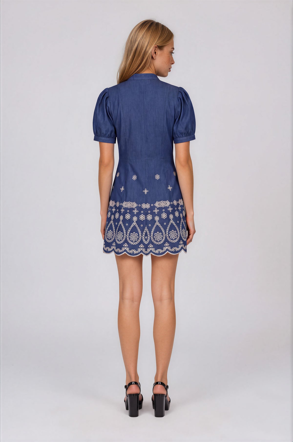 Ellena Dress – Denim/Ivory (Final Sale) Ellena Dress – Denim/Ivory (Final Sale)