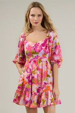 Abigal Floral Evy Sweetheart Mini Dress - Coral Multi (Final Sale) Abigal Floral Evy Sweetheart Mini Dress - Coral Multi (Final Sale)
