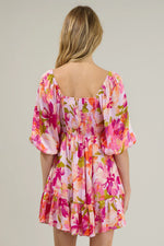 Abigal Floral Evy Sweetheart Mini Dress - Coral Multi (Final Sale) Abigal Floral Evy Sweetheart Mini Dress - Coral Multi (Final Sale)