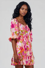 Abigal Floral Evy Sweetheart Mini Dress - Coral Multi (Final Sale) Abigal Floral Evy Sweetheart Mini Dress - Coral Multi (Final Sale)
