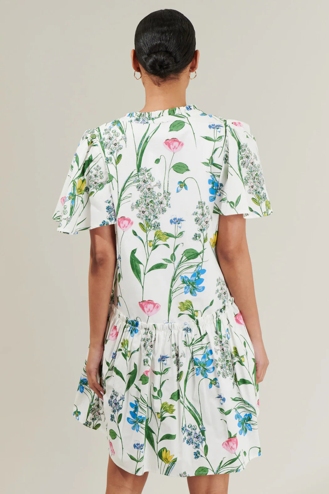 Clove Garden Floral Mini Dress - White/Pink/Green (Final Sale) Clove Garden Floral Mini Dress - White/Pink/Green (Final Sale)