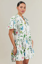 Clove Garden Floral Mini Dress - White/Pink/Green (Final Sale) Clove Garden Floral Mini Dress - White/Pink/Green (Final Sale)