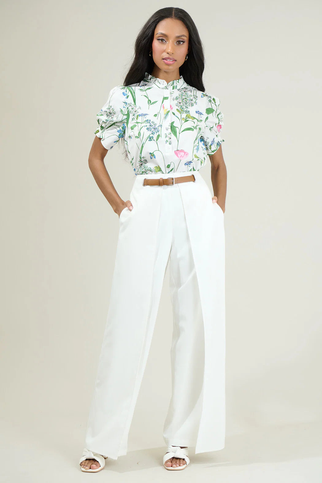 Clove Garden Floral Puff Sleeve Top - White/Pink/Green (Final Sale) Clove Garden Floral Puff Sleeve Top - White/Pink/Green (Final Sale)