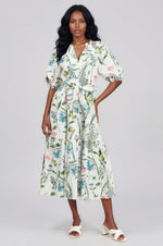 Clove Garden Floral Wynette Tiered Midi Dress - White/Pink/Green (Final Sale) Clove Garden Floral Wynette Tiered Midi Dress - White/Pink/Green (Final Sale)