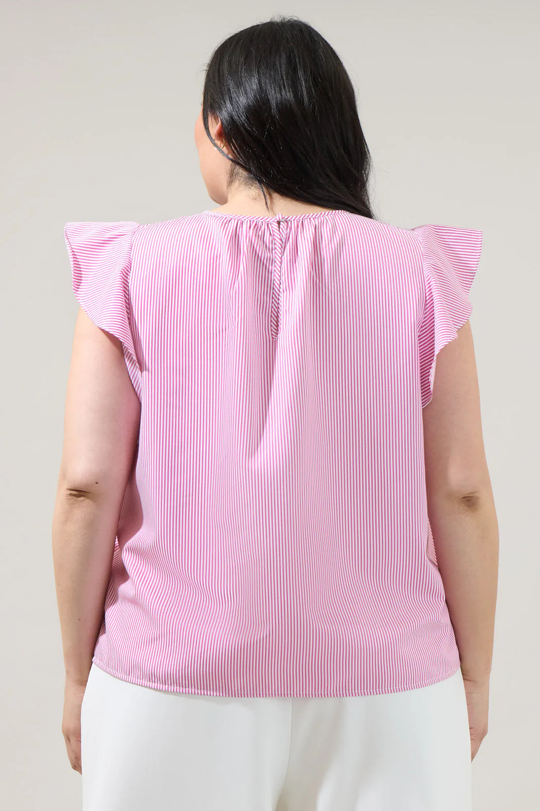 Hermas Striped Ruffle Top Curve - Fuchsia (Final Sale) Hermas Striped Ruffle Top Curve - Fuchsia (Final Sale)