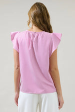 Hermas Striped Ruffle Top Curve - Fuchsia (Final Sale) Hermas Striped Ruffle Top Curve - Fuchsia (Final Sale)