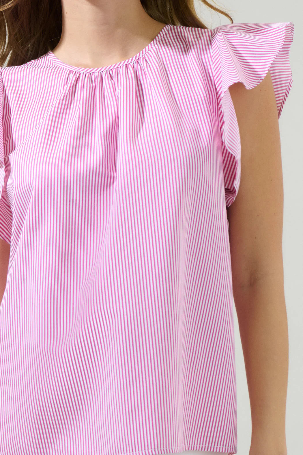 Hermas Striped Ruffle Top Curve - Fuchsia (Final Sale) Hermas Striped Ruffle Top Curve - Fuchsia (Final Sale)