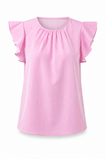 Hermas Striped Ruffle Top Curve - Fuchsia (Final Sale) Hermas Striped Ruffle Top Curve - Fuchsia (Final Sale)