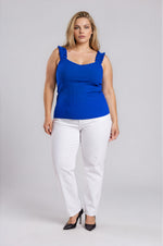 High Roller Ruffle Strap Ribbed Knit Tank Curve - Cobalt (Final Sale) High Roller Ruffle Strap Ribbed Knit Tank Curve - Cobalt (Final Sale)