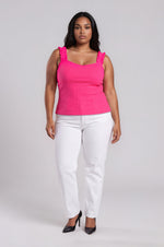 High Roller Ruffle Strap Ribbed Knit Tank Curve - Fuchsia (Final Sale) High Roller Ruffle Strap Ribbed Knit Tank Curve - Fuchsia (Final Sale)