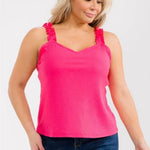 High Roller Ruffle Strap Ribbed Knit Tank Curve - Fuchsia (Final Sale) High Roller Ruffle Strap Ribbed Knit Tank Curve - Fuchsia (Final Sale)