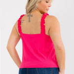 High Roller Ruffle Strap Ribbed Knit Tank Curve - Fuchsia (Final Sale) High Roller Ruffle Strap Ribbed Knit Tank Curve - Fuchsia (Final Sale)