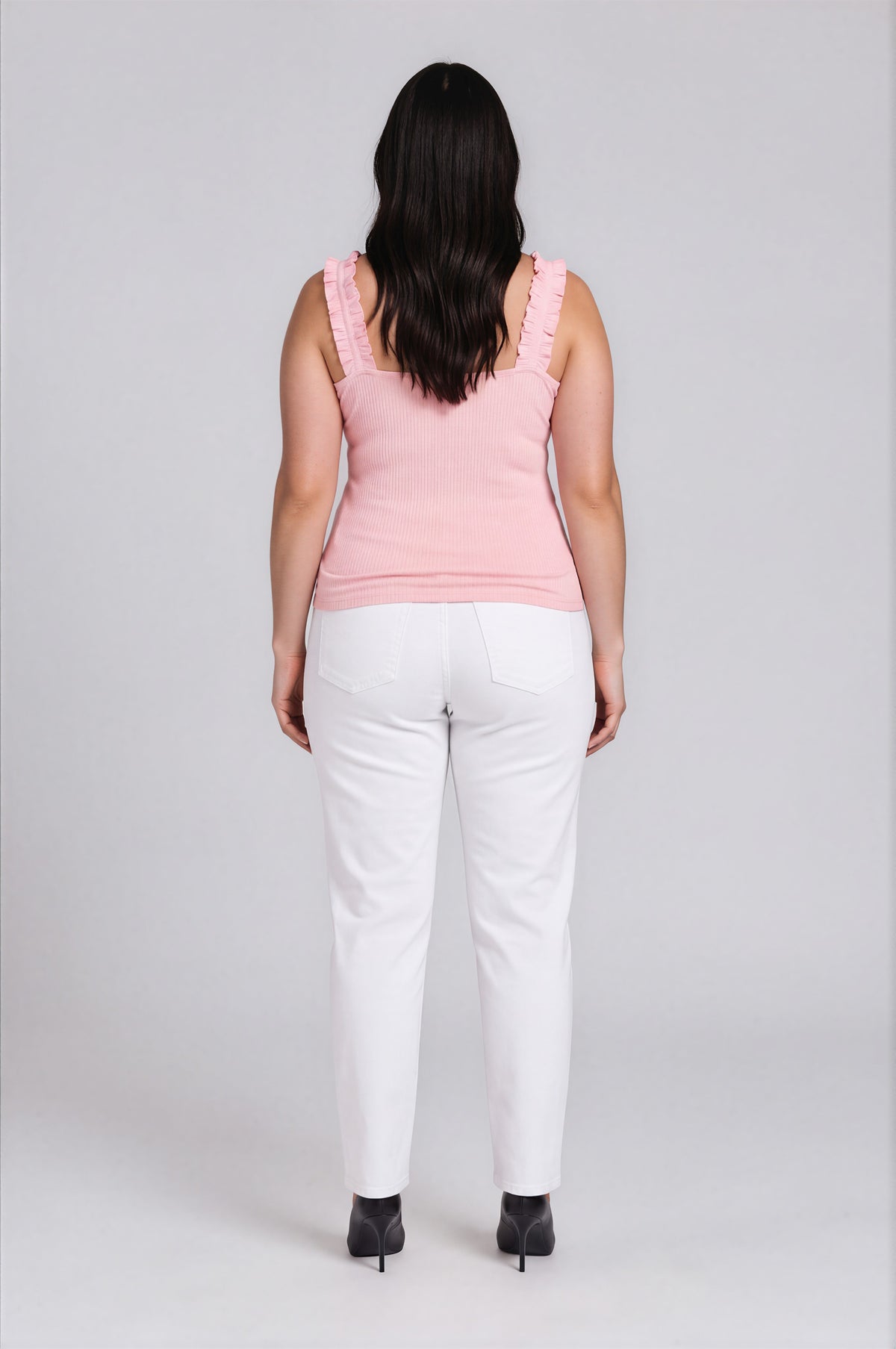 High Roller Ruffle Strap Ribbed Knit Tank Curve - Rose (Final Sale) High Roller Ruffle Strap Ribbed Knit Tank Curve - Rose (Final Sale)