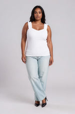High Roller Ruffle Strap Ribbed Knit Tank Curve - White (Final Sale) High Roller Ruffle Strap Ribbed Knit Tank Curve - White (Final Sale)