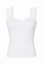 High Roller Ruffle Strap Ribbed Knit Tank Curve - White (Final Sale) High Roller Ruffle Strap Ribbed Knit Tank Curve - White (Final Sale)