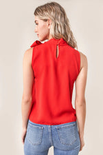 Hustler Sleeveless Neck Tie Blouse Curve - Red (Final Sale) Hustler Sleeveless Neck Tie Blouse Curve - Red (Final Sale)
