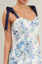 Majesty Floral Villa Garden Eyelet Midi Dress - White/Blue (Final Sale) Majesty Floral Villa Garden Eyelet Midi Dress - White/Blue (Final Sale)