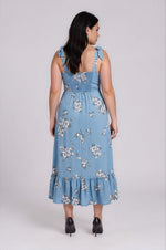 Moxie Floral Baker Tie Strap Midi Dress - Blue Multi (Final Sale) Moxie Floral Baker Tie Strap Midi Dress - Blue Multi (Final Sale)