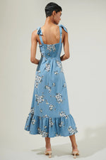 Moxie Floral Baker Tie Strap Midi Dress - Blue Multi (Final Sale) Moxie Floral Baker Tie Strap Midi Dress - Blue Multi (Final Sale)