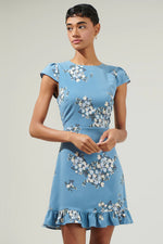 Moxie Floral Ruffle Mini Dress - Blue Multi (Final Sale) Moxie Floral Ruffle Mini Dress - Blue Multi (Final Sale)