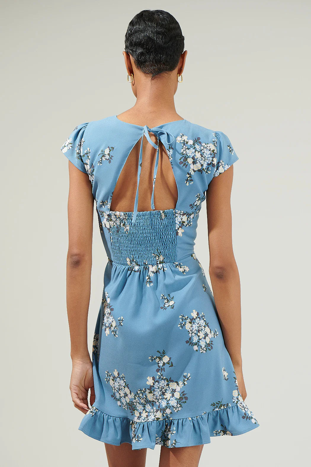 Moxie Floral Ruffle Mini Dress - Blue Multi (Final Sale) Moxie Floral Ruffle Mini Dress - Blue Multi (Final Sale)