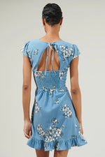 Moxie Floral Ruffle Mini Dress - Blue Multi (Final Sale) Moxie Floral Ruffle Mini Dress - Blue Multi (Final Sale)