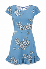 Moxie Floral Ruffle Mini Dress - Blue Multi (Final Sale) Moxie Floral Ruffle Mini Dress - Blue Multi (Final Sale)