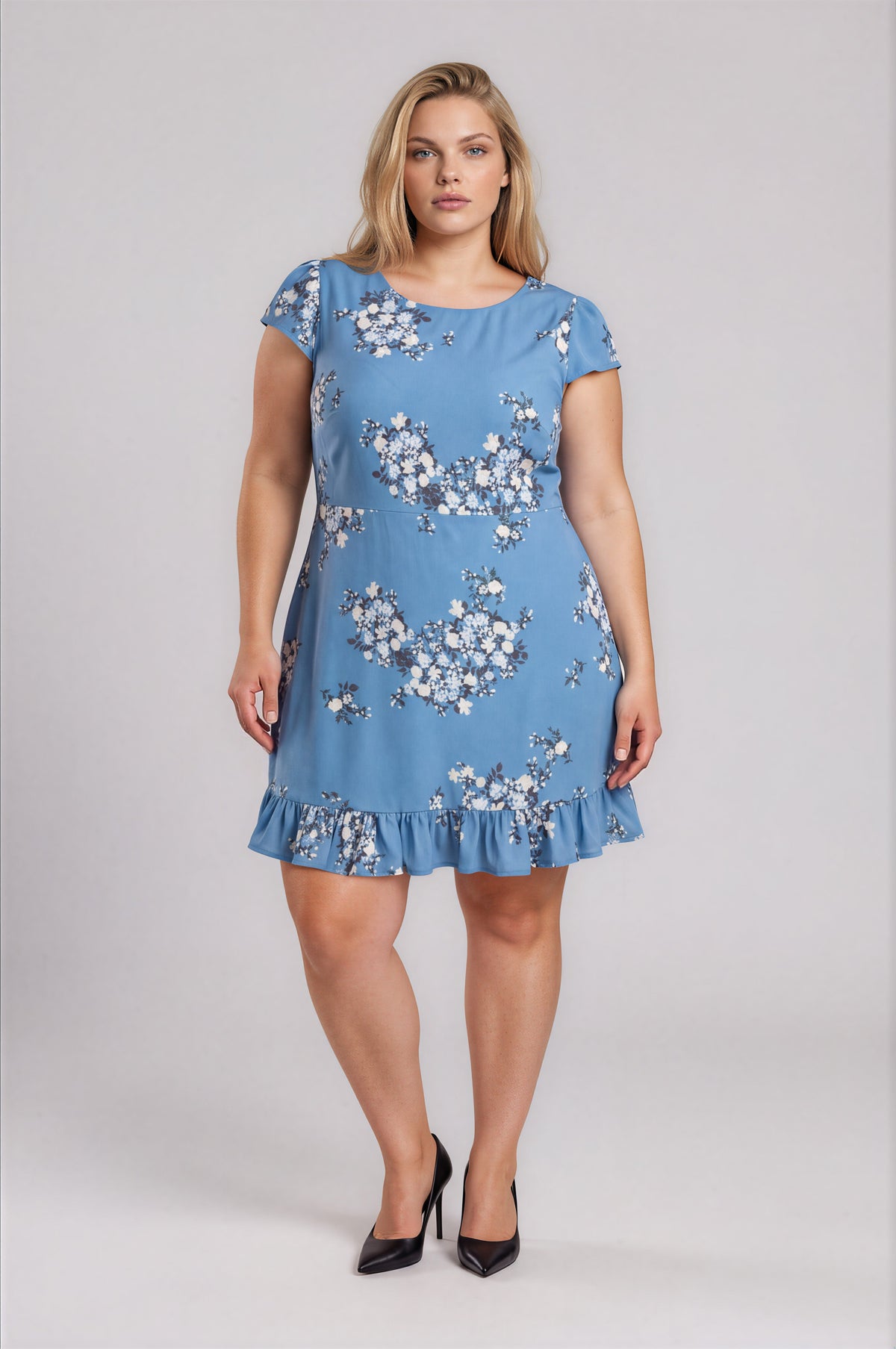 Moxie Floral Ruffle Mini Dress - Blue Multi (Final Sale) Moxie Floral Ruffle Mini Dress - Blue Multi (Final Sale)