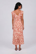 Nadia Ruched Midi Dress - White/Red (Final Sale) Nadia Ruched Midi Dress - White/Red (Final Sale)