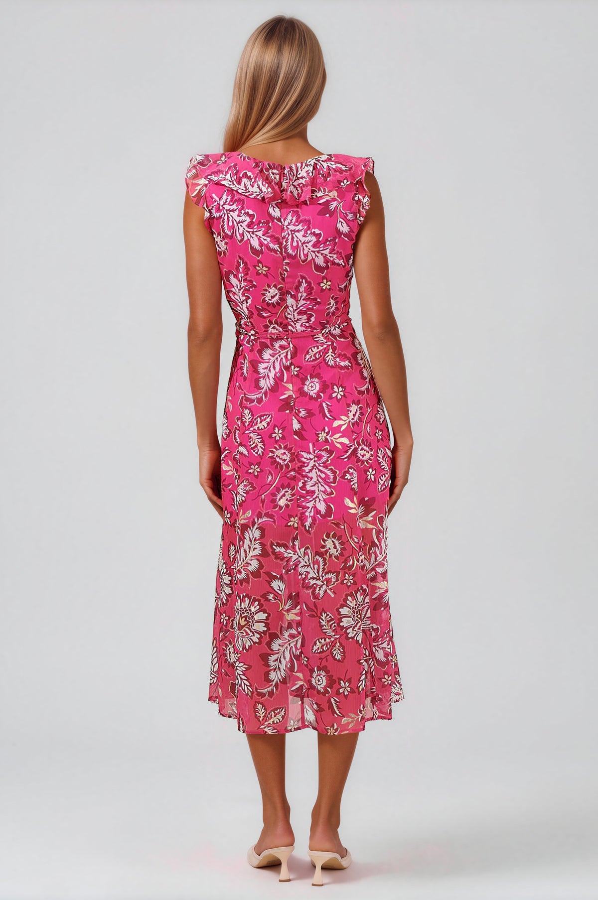 Patricia Passion Sleeveless Ruffle Midi Dress - Pink Multi (Final Sale) Patricia Passion Sleeveless Ruffle Midi Dress - Pink Multi (Final Sale)