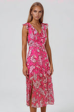 Patricia Passion Sleeveless Ruffle Midi Dress - Pink Multi (Final Sale) Patricia Passion Sleeveless Ruffle Midi Dress - Pink Multi (Final Sale)