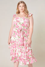 Truth Be Told Guayana Ruffle Tiered Midi Dress Curve - Pink/Green (Final Sale) Truth Be Told Guayana Ruffle Tiered Midi Dress Curve - Pink/Green (Final Sale)