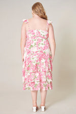 Truth Be Told Guayana Ruffle Tiered Midi Dress Curve - Pink/Green (Final Sale) Truth Be Told Guayana Ruffle Tiered Midi Dress Curve - Pink/Green (Final Sale)