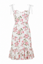 Villa Garden Eyelet Midi Dress - White/Pink (Final Sale) Villa Garden Eyelet Midi Dress - White/Pink (Final Sale)