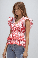 Adelyn Rae - Sena Ruffled Peplum Top (Final Sale)