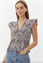 Adelyn Rae - Seriana Embroidered Top (Final Sale)