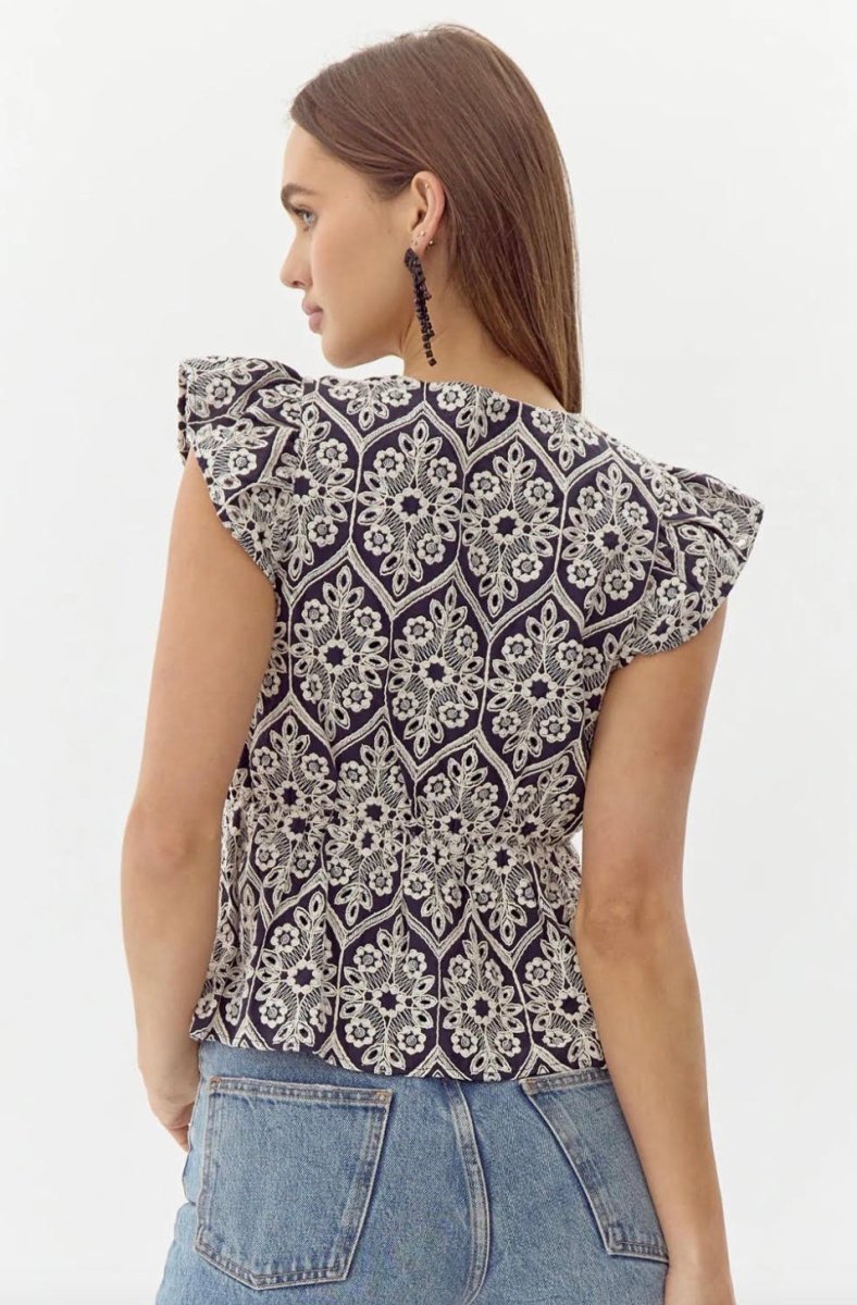 Adelyn Rae - Seriana Embroidered Top (Final Sale)